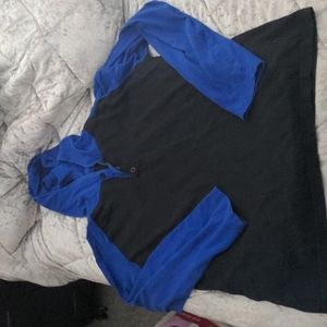 NY EMPIRE BLACK & BLUE LONG SLEEVE HOODIE SHIRT (XL)